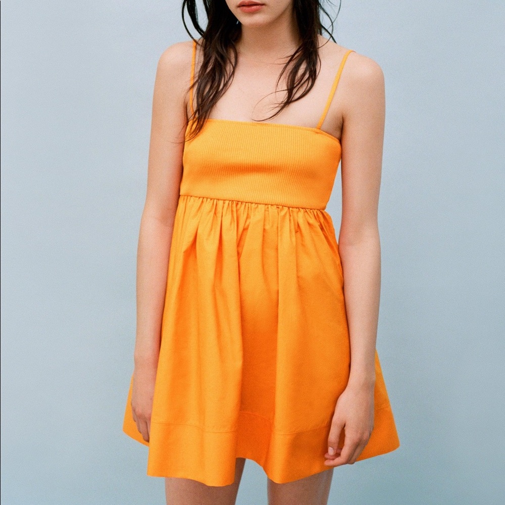 Zara - Voluminous Rib Dress - Orange - M - NWT